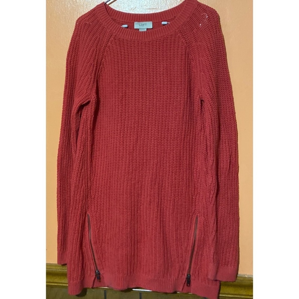 Zipper Detail Cable Knit Tunic Sweater